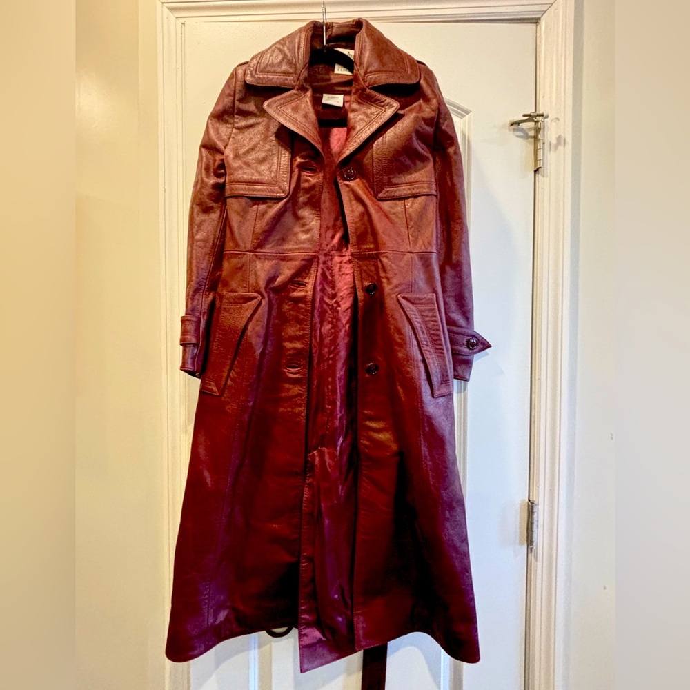 NWT Vetements Raised Shoulder Leather Trench- Bordeaux